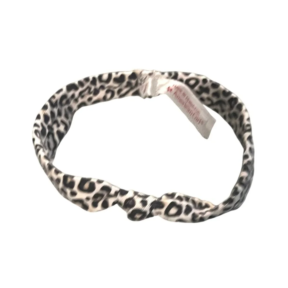 American Girl Doll Leopard Print Knotted Elastic Headband Black White Animal